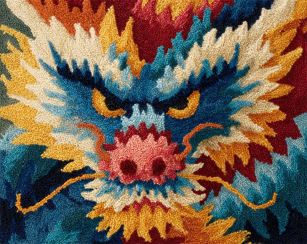 Kitquiver Rug Kits for Adults Latch Hook Printed Dragon DIY Crafts Crochet Yarn Handmade Embroidery with Printed Canvas Needlework for Home Decor 15X20In