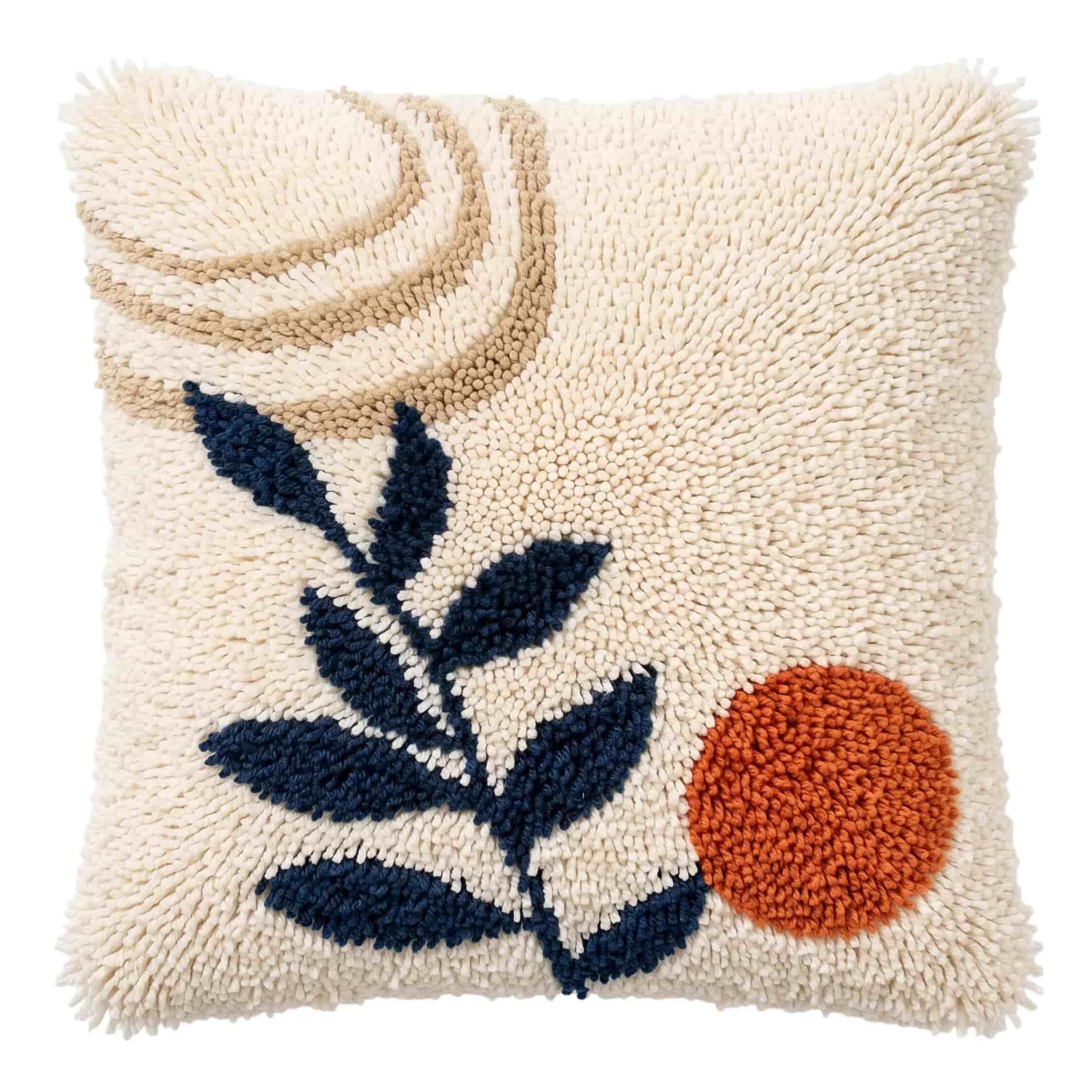AxiangziK Latch Hook Cushion Kit,Botanical DIY Throw Pillow Cover 43X43Cm