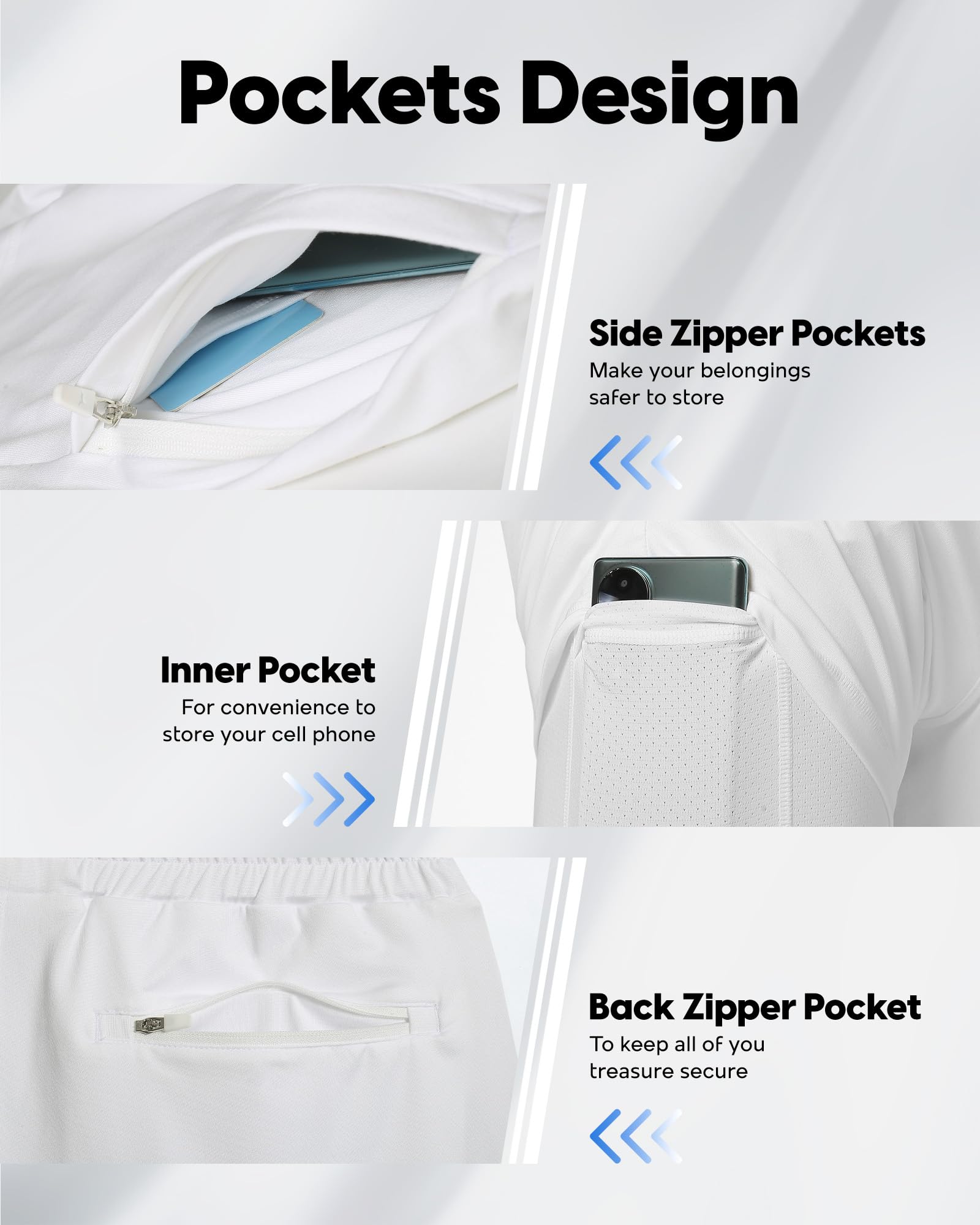 maamgic 2-in-1-Laufshorts für Herren, 12,7 cm, Fitness-Shorts mit Reißverschlusstaschen, schnell trocknende Workout-Shorts für Herren
