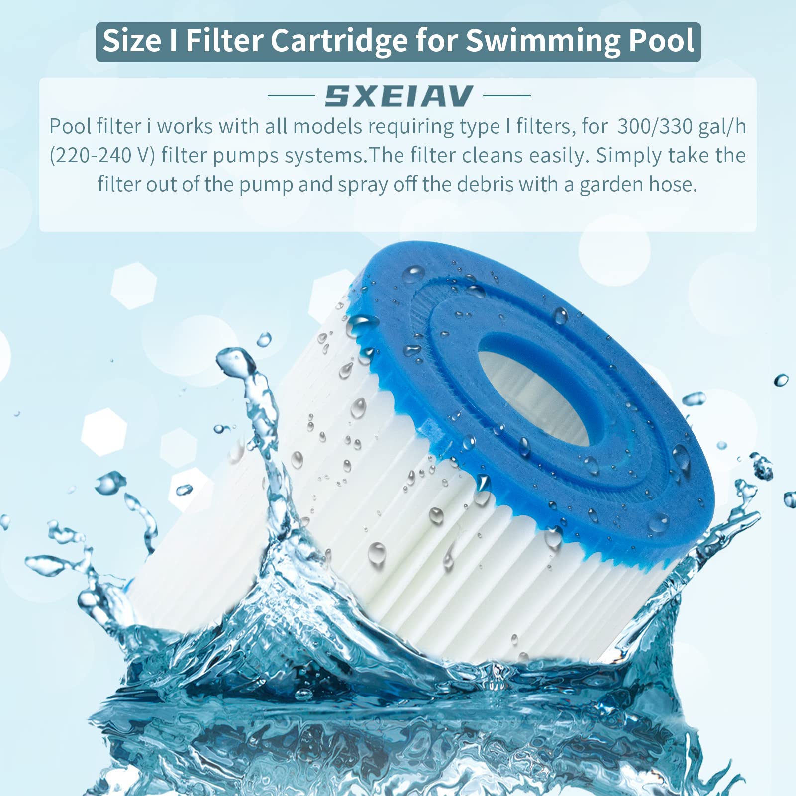 Cartouche de filtre de piscine de type I, cartouche de filtre de rechange pour 58093 | Lot de 8 pompes filtrantes RX330 pour filtre de piscine, pour pompes de filtration de 100/1000 gal/h