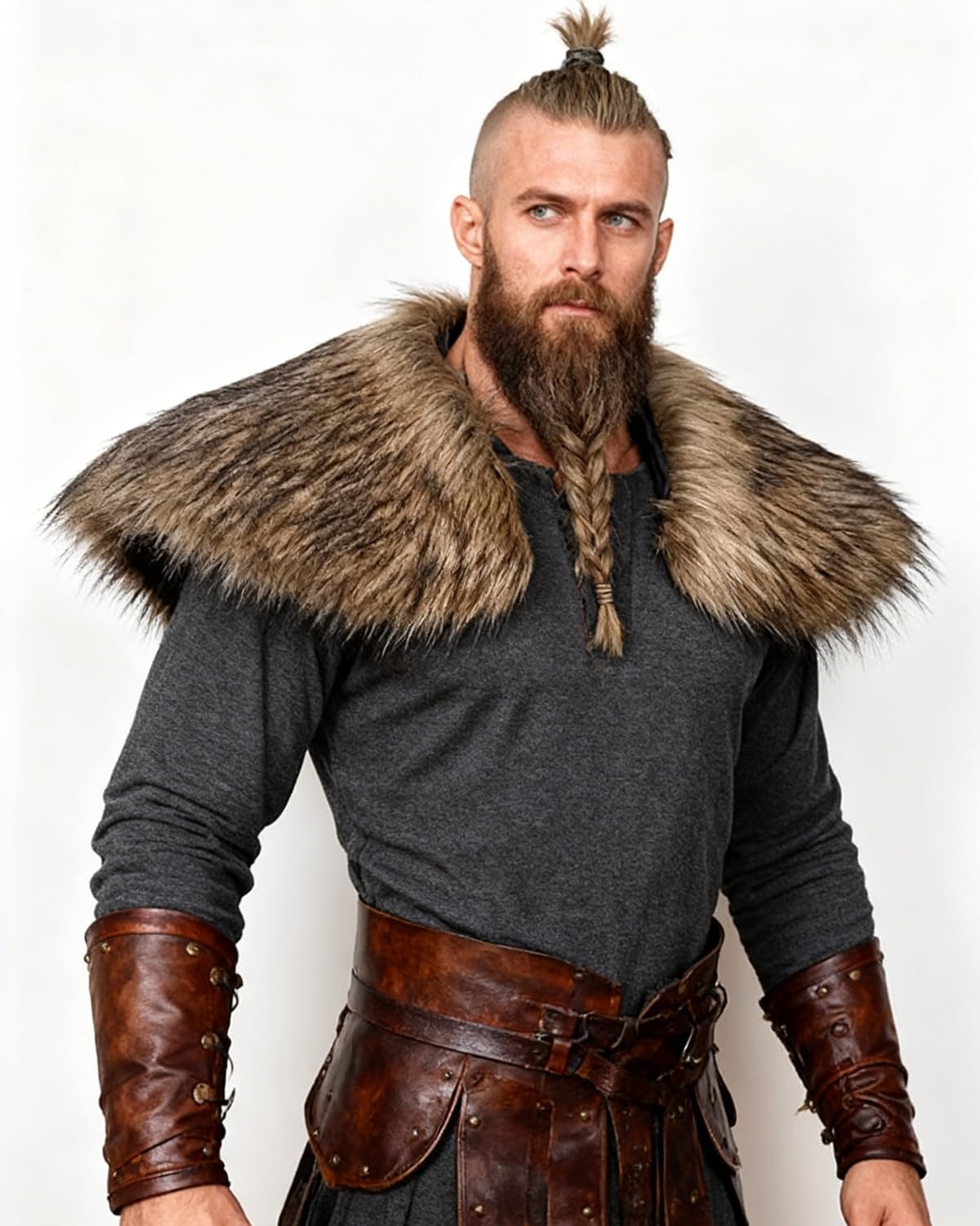 keland Viking Kunstfell Kragen für Männer Schal Capelet Wrap Kostüm Accessoire