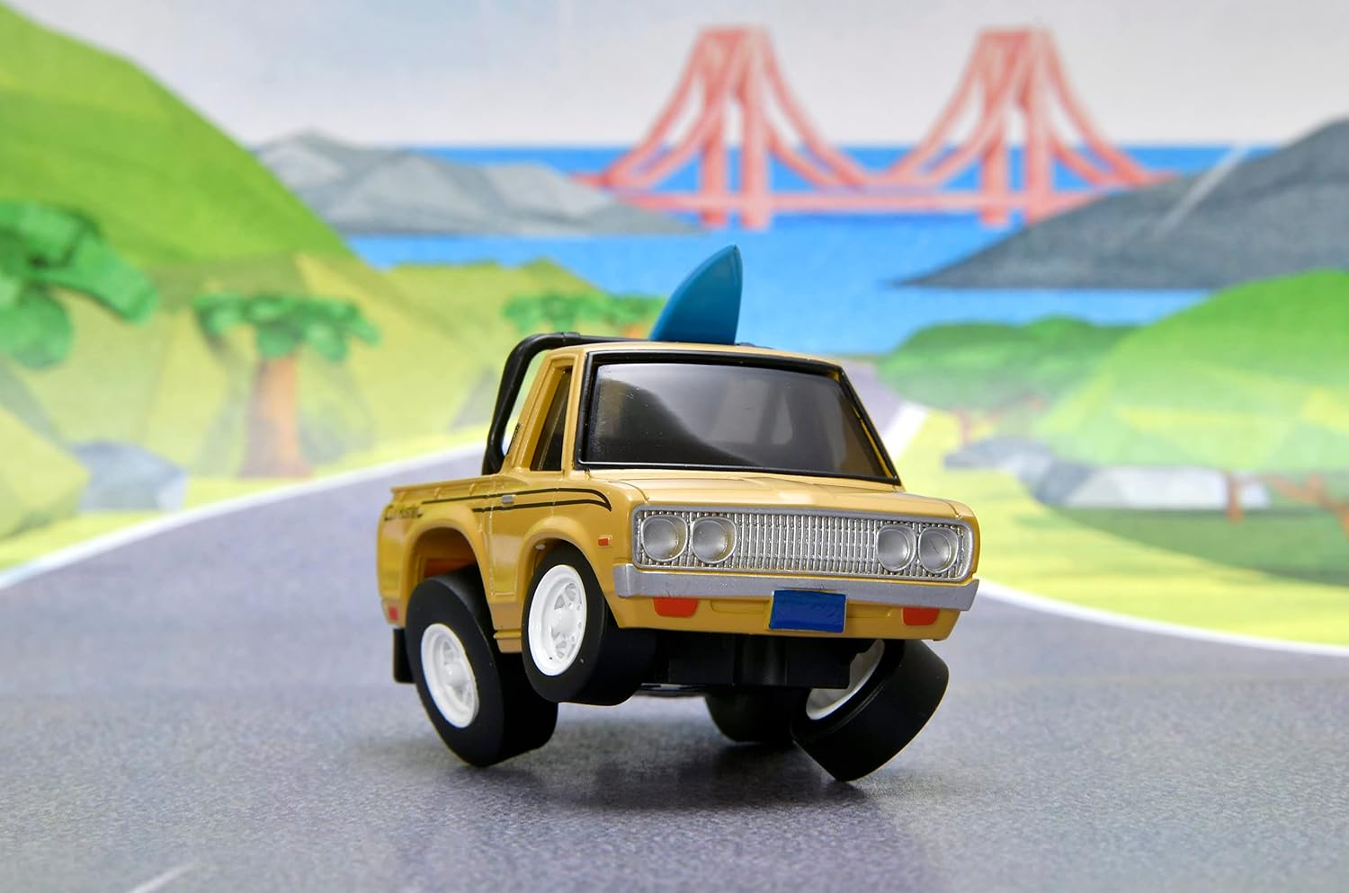 Choro Q Q's QS-03b Datsun Truck, Beige, Surfboard Included, Finished Product