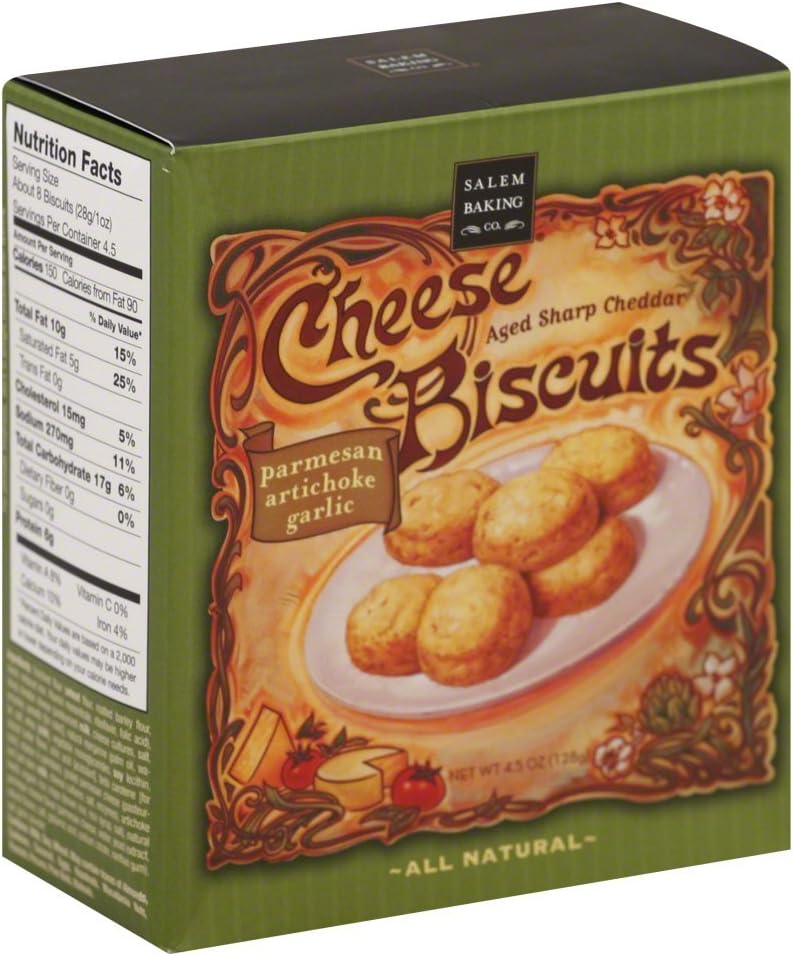 Salem Baking Co. Parmesan Artichoke Garlic Biscuits, 4.5-Ounce (Pack of 6)