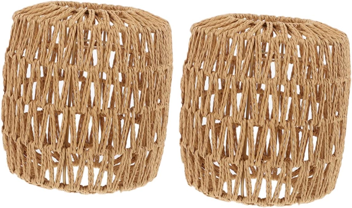 2pcs Boho Hanging Lamp Ceiling Lamp Shade Decorative Rattan Lampshade for Dining Room Easy Install Replacement Lampshade