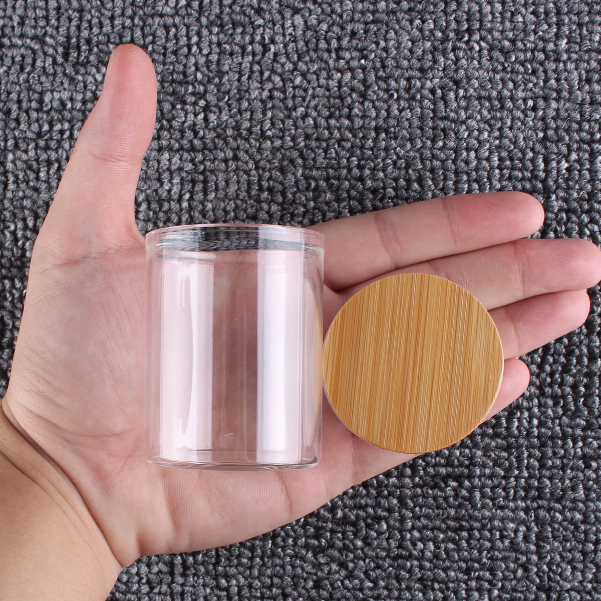Borosilikatglas-Reagenzgläser, Reagenzgläser aus Glas mit Bambusdeckel, 60 ml, 47 x mm, 6 Stück