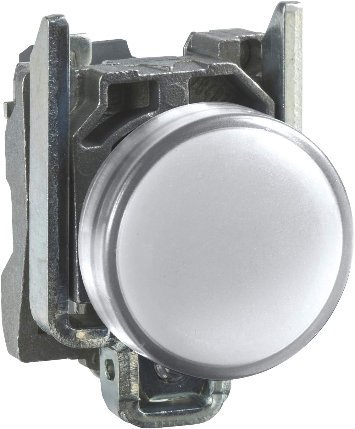 Schneider Electric Harmony XB4 - Pilot Indicator Light, Metal, Plain Lens, Integral LED, Industrial Control, 230…240V AC, XB4BVM1, White