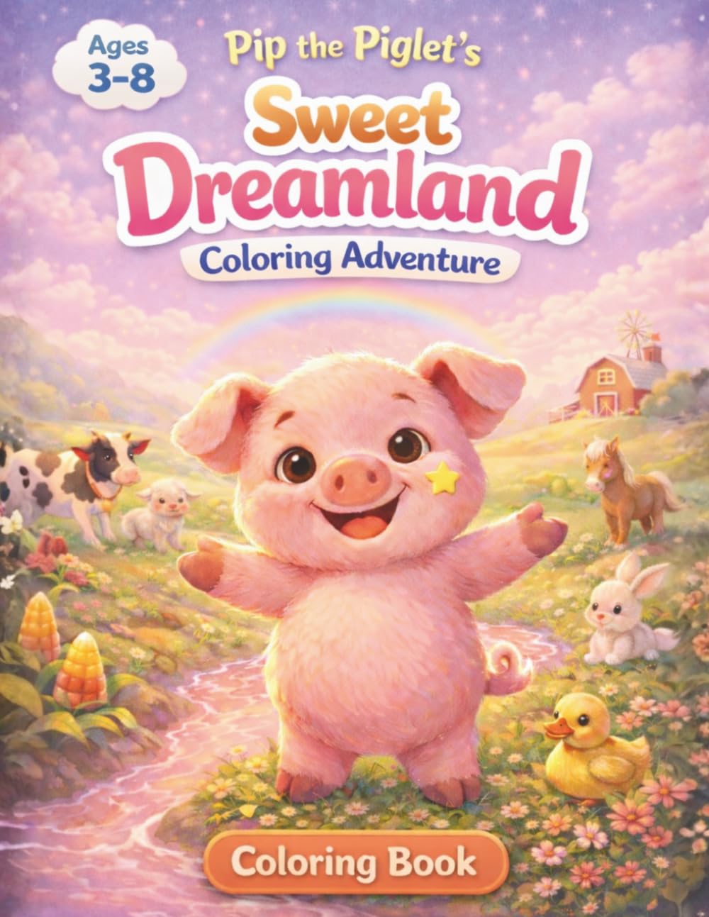 Pip the Piglet: A Cute Farm Animal Coloring Book for Kids Ages 3–8: Simple and Fun Farm Animal Coloring Pages for Toddlers and Young Children | Big Bold Designs for Boys and Girls