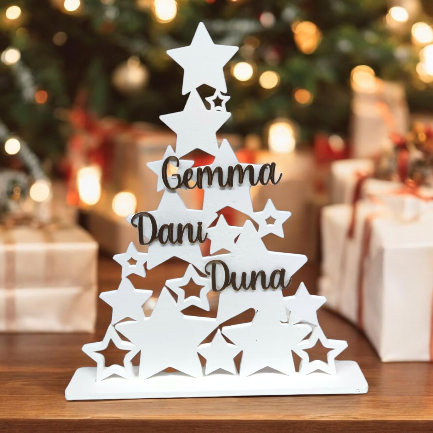 Tres Aristas| Árbol de Navidad Personalizado con Nombres de la Familia | Adorno Navideño Único para la Familia | | Regalo Especial para el Hogar | Decoración Navideña Familiar