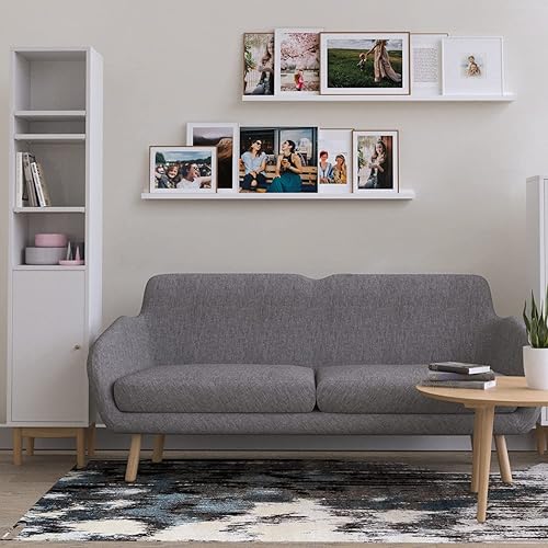 Miniatura 2 de WALLNITURE moderno estante de repisa de pared flotante para portaretratos, color blanco, 46", juego de 2