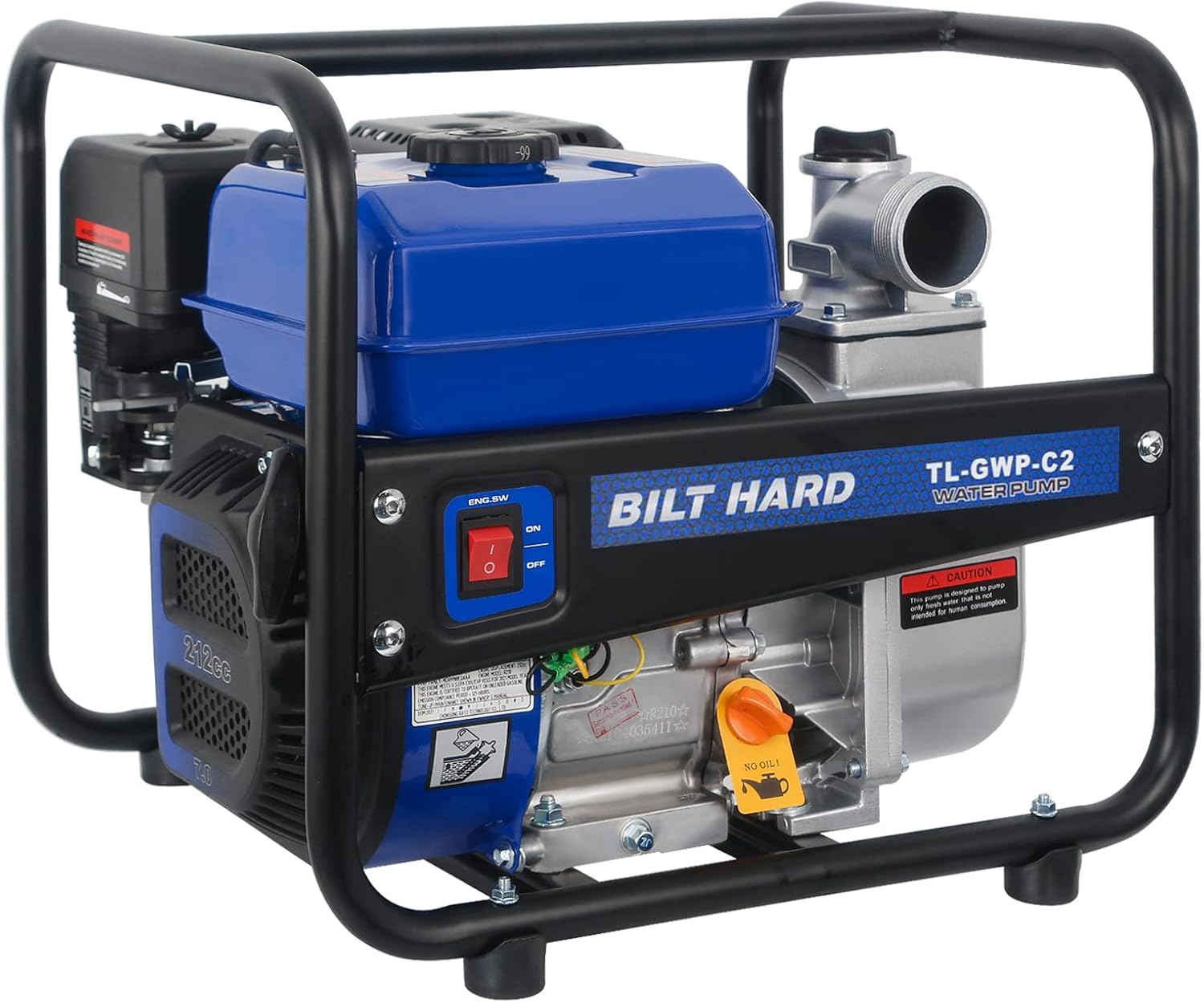 BILT HARD SemiTrash Water Pump 2 inch, 158 GPM 7HP 212cc Gas Powered