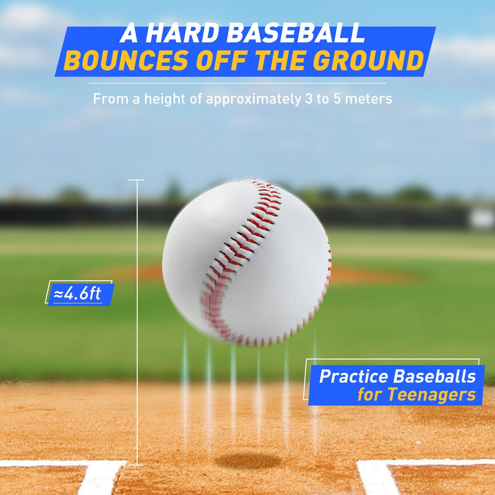 Pelota de béisbol, pelotas de béisbol oficiales para jóvenes y adultos, tamaño y peso oficiales adecuados para bateo, campos de golpeo, práctica de lanzamiento