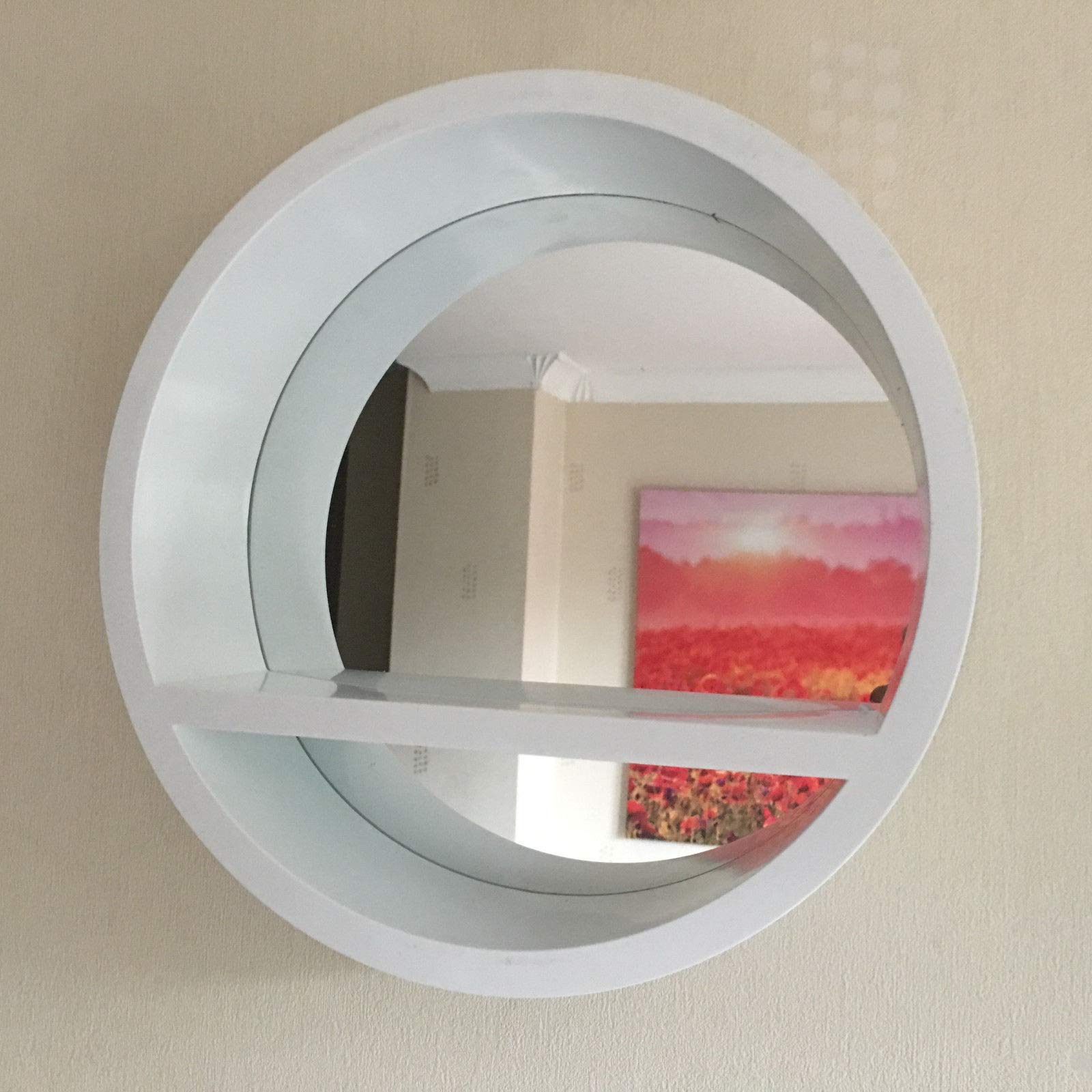 Homestyle White Round Shelf Mirror