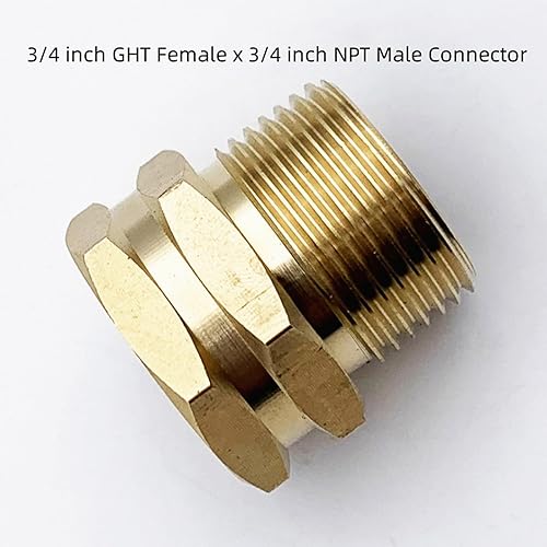 Miniatura 5 de Conectores de reparación de manguera de jardín, 2 unidades, 34 pulgadas GHT hembra a 34 pulgadas NPT macho rosca de latón macizo estándar mangueras