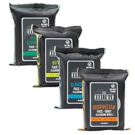 The Nobleman 4-Pack Face + Body Aloe Infused Cleansing Wipes: Post Workout with Eucalyptus Active with Lemon and Sage, Cleansing with Witch Hazel and Cucumber, Energizing with Grapefruit (120 Ct.)