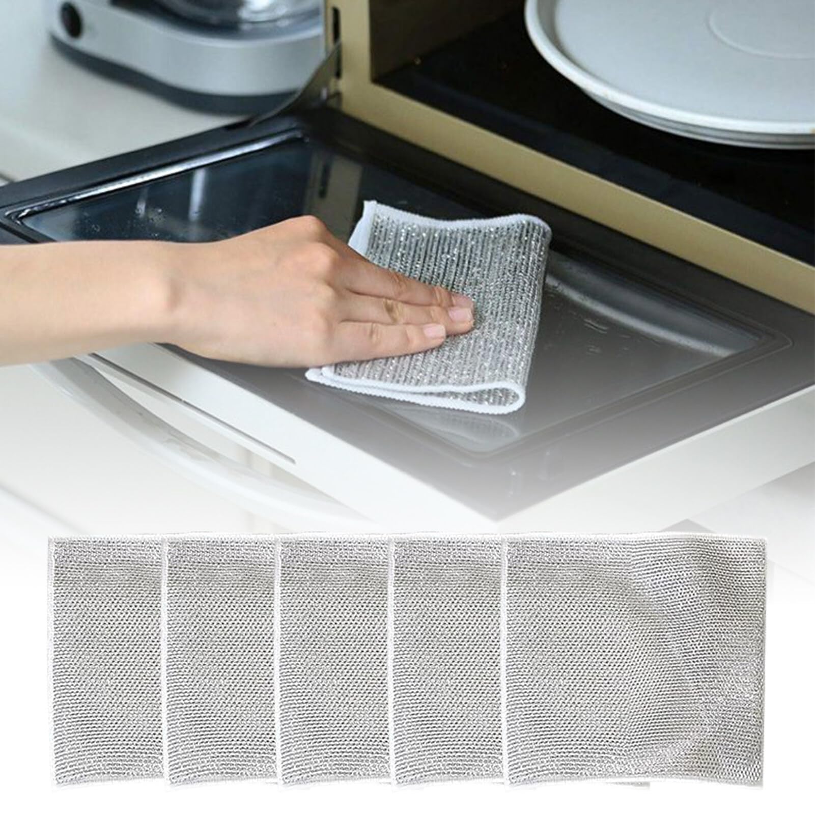 5 PCS Multipurpose Wire Dishwashing Rags for Wet and Dry Wire Dishcloth Non Scratch Thickened Double Sided Mesh