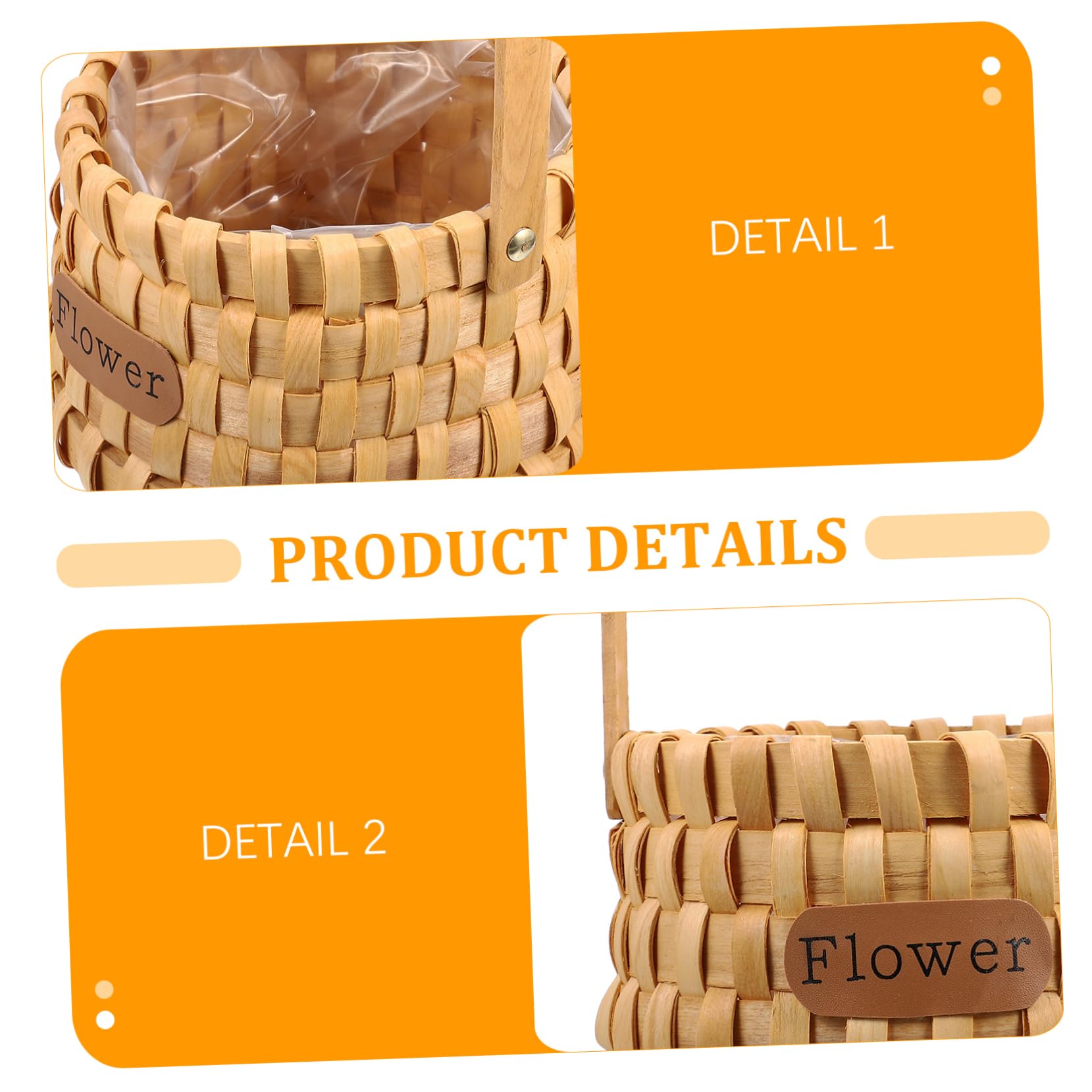 3piezas Cesta De Madera Tejida Para Decoración Floral y Almacenamiento De De Mano Para y Fotografía