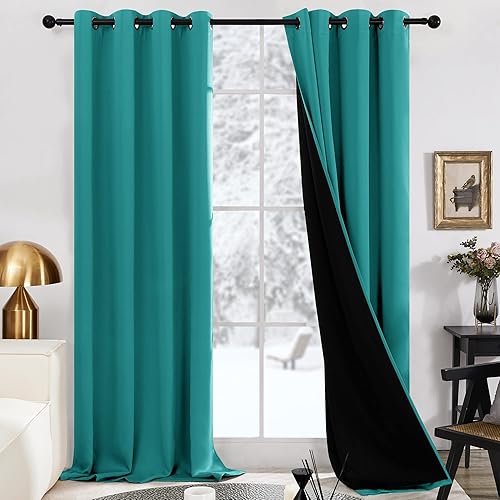 Miniatura 28 de Deconovo - Cortinas opacas 100% con forro, aisladas térmicamente, con reducción de ruido, certificadas por Oeko-TEX, con ojales en la parte Gris