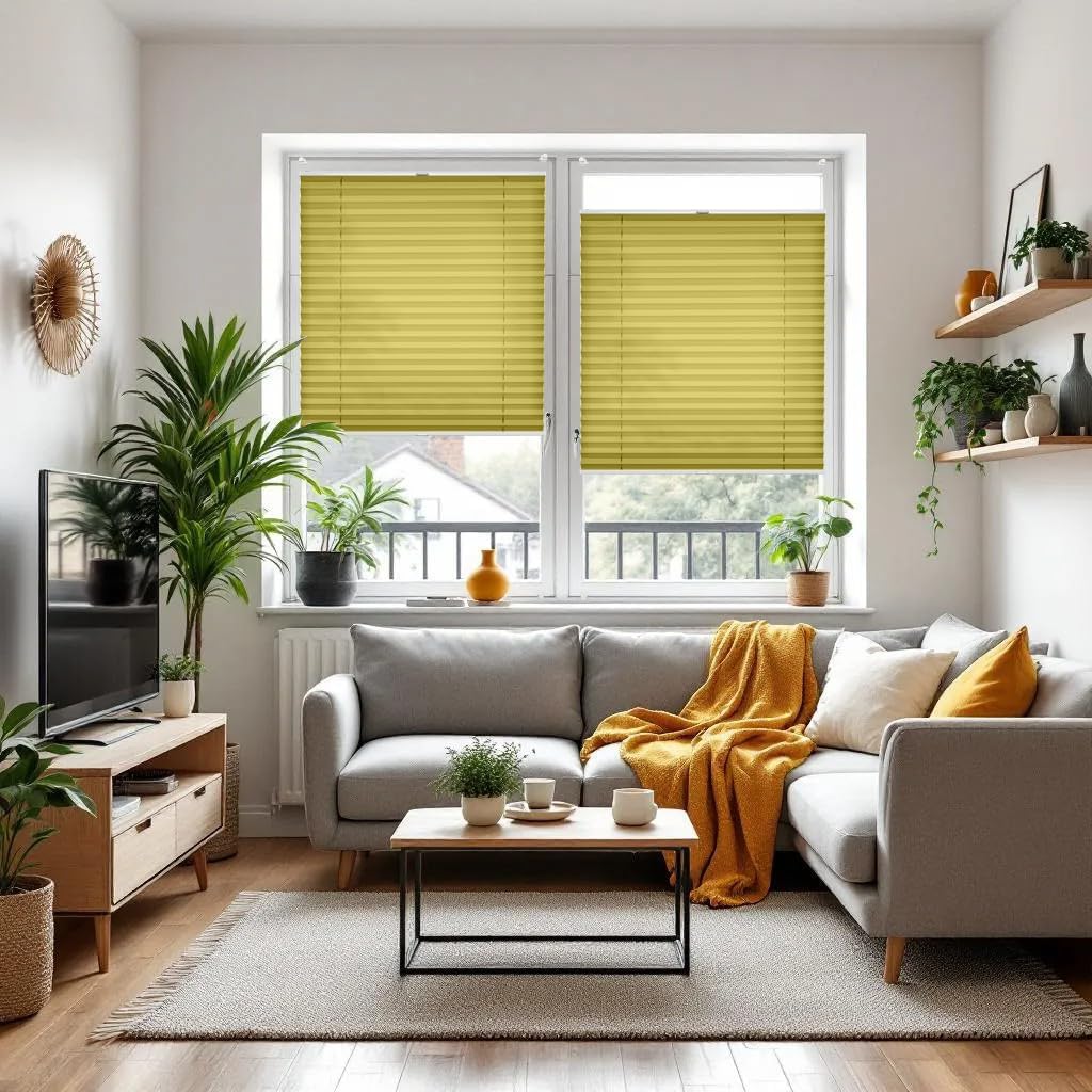 Concept Blinds Thermal Customised Pleated Shades - Thermal Fabric - Made-to-Measure Windows Shades - Easy Installation Without Drilling - Width 30–130cm x Height 40-230cm