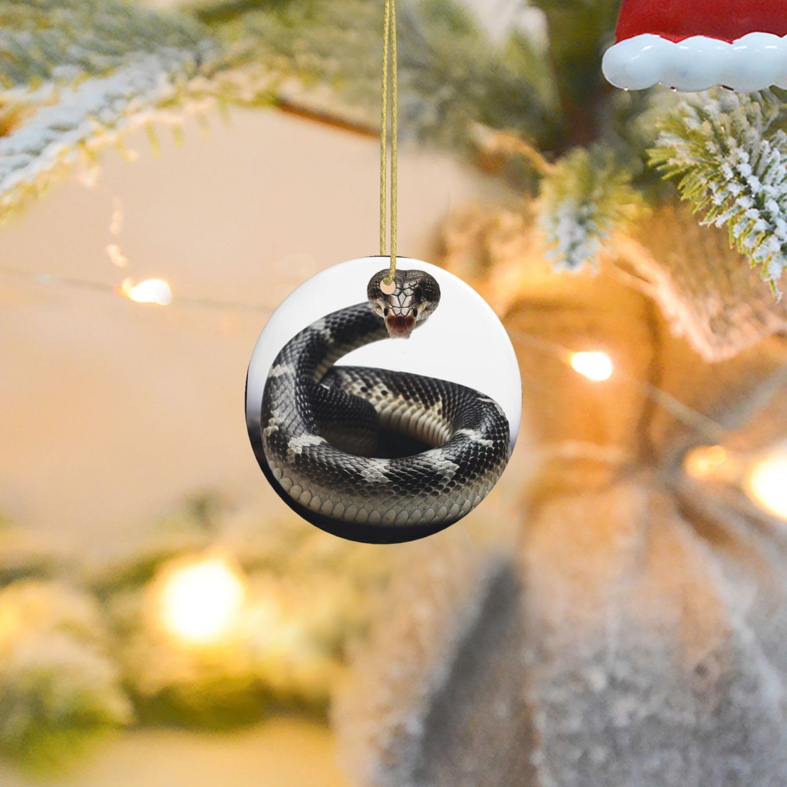2025 Christmas Tree Decoration Hanging Round Ornament Cobra Snake Ceramic Ornaments Christmas Tree Decorations Round Pendants for Xmas Tree Winter New Year Party Supplies