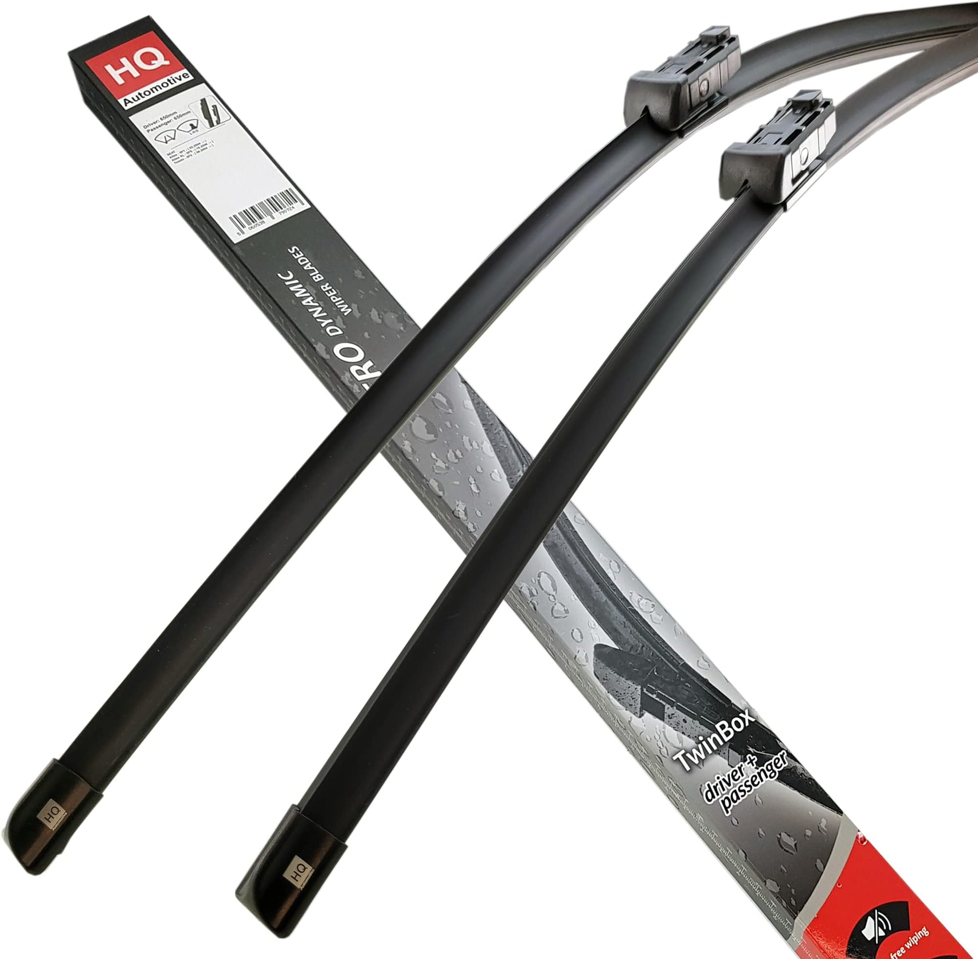 HQ Automotive Wiper Blade for CHEVROLET Trax, HYUNDAI ix20, KIA Venga 2010-up, NISSAN Pulsar, Sentra 2014-up, 2014-up, Tiida 2015-up, VAUXHALL Mokka 2012-2020 Front Set, AD41-624