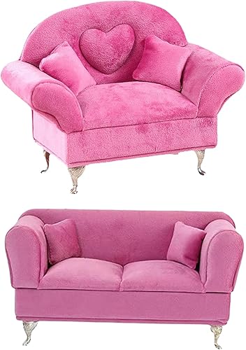 Miniatura 5 de Caja de joyería para sofá, con compartimento que se abre en forma de sofá a escala 16, muebles de terciopelo a prueba de polvo con tapa, joyeros