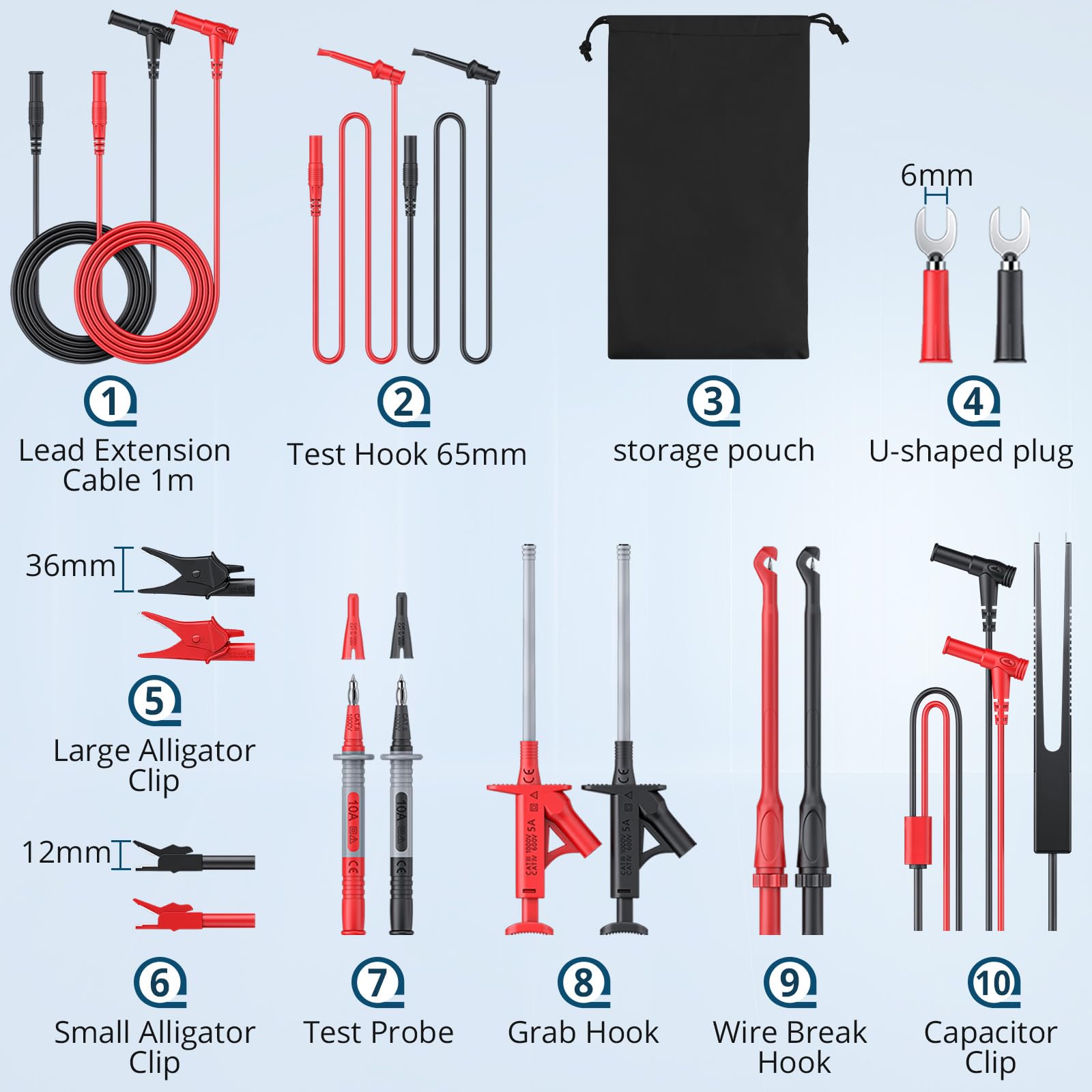 Kit puntali multimetro 27PCS, cavi digitali, sonde perforazione, morsetti coccodrillo gancio pinzette