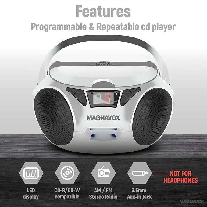 Radio portátil Magnavox con reproductor CD y radio AM/FM miniatura 3