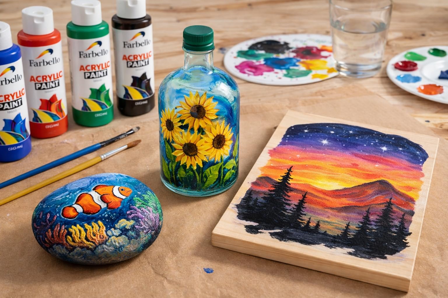 Juego de pinturas acrílicas de 500 ml cada una, a base de agua, resistente al agua y altamente pigmentadas, kit de pintura acrílica profesional para madera, lienzo, tela, piedra, kit de pintura