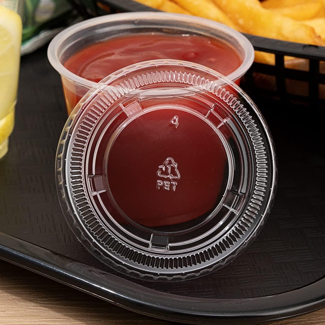 Restaurantware LIDS ONLY: RW Base 3.3 4 And 5.5 Ounce Lids Sauce Cup Lids 2000 Tight-Fitting Lids For Condiment Cups - Microwave-Safe Clear Plastic Portion Cup Lids Portion Cups Sold Separately