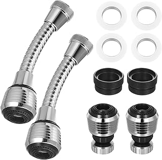 4 Piezas Extensor Grifo Cocina, Alargador Grifo Cocina Fregadero, Atomizador Grifos Flexible Giratorio de 360°, Extensión Adaptador de Aireador de Cocina + 4 Boquillas