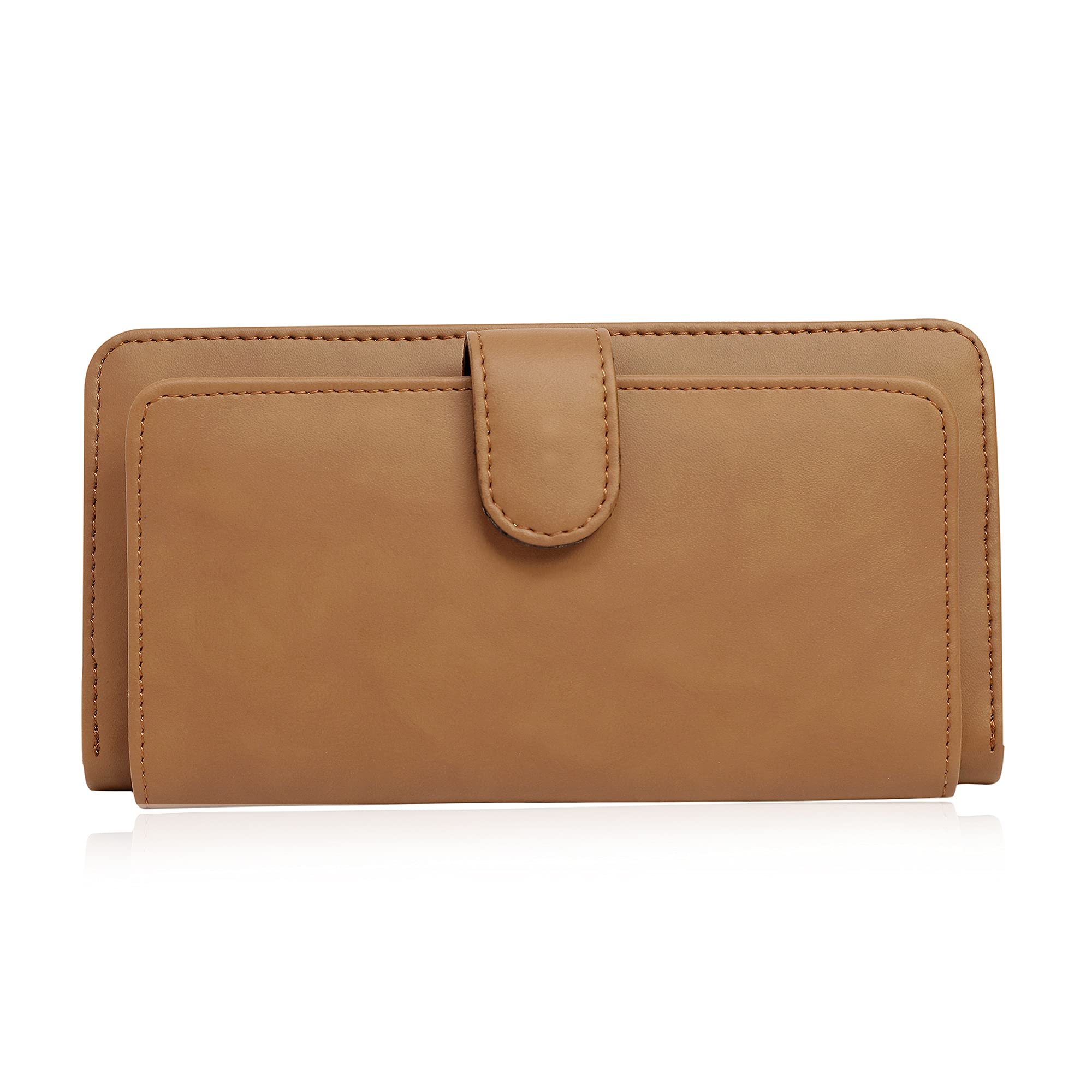 Faux Leather Ladies Clutch | Phone | Credit Card Holder | Organizer | Purse | Wallet for Women with 6 Card Slots (Brown)-image-42