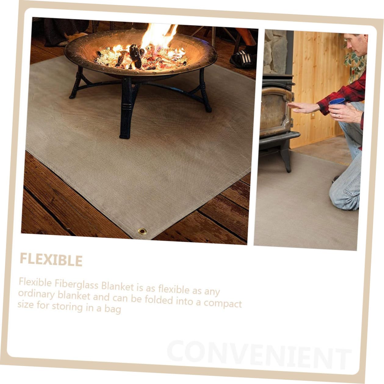 Anneome Feuerfeste Campingdecke aus Fiberglas mit Silikon Alufolie, Beige