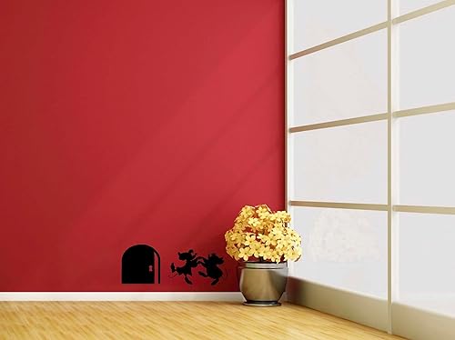 Miniatura 5 de Cute Mice Pals Jaq and Gus - Calcomanías decorativas de vinilo para zócalo con agujero para ratón, color negro, juego de 2 unidades, AG-647