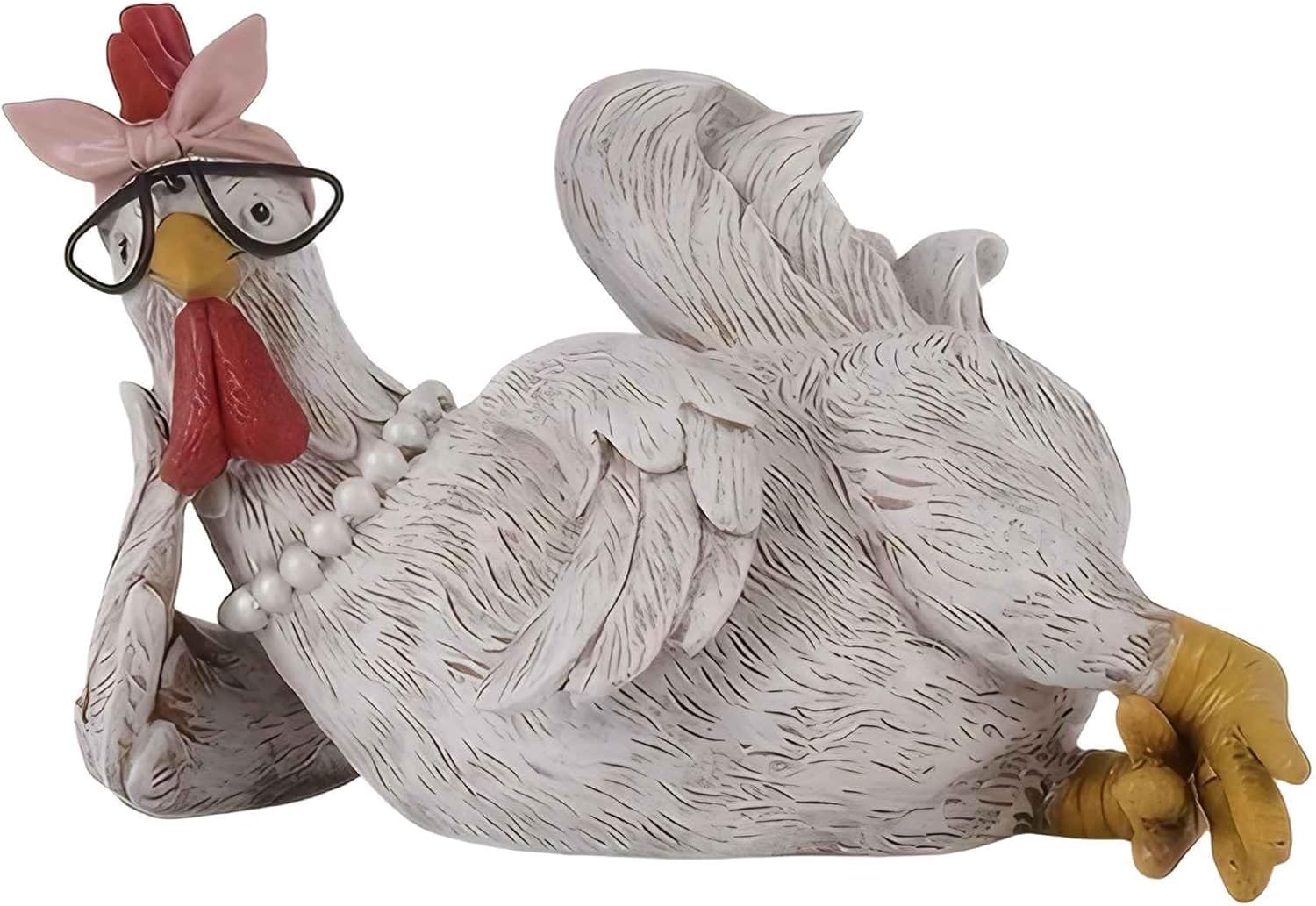 yanwuwa Chicken Figurine Resin Sitting Lying Hen Statue Rooster Figurine Chicken Decorations for Home Office Deskto