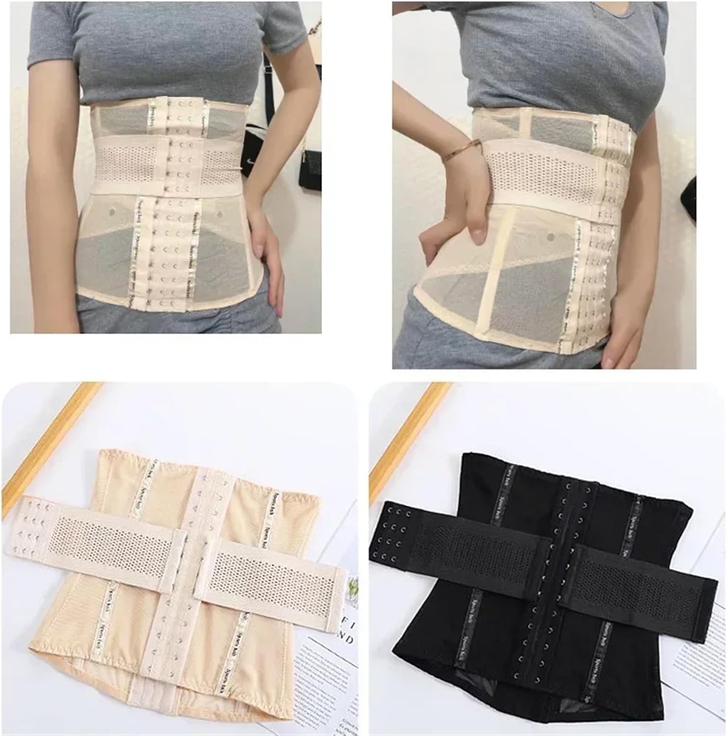 Women Double Belt Corset Waist Cincher Shapewear Summer Flat Belly Waist Trainer