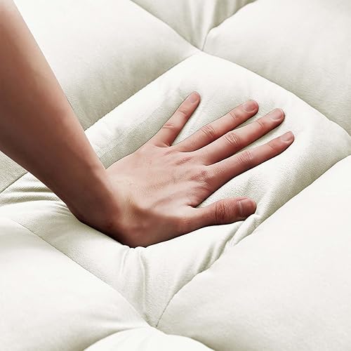 Miniatura 7 de Sofá cama convertible 3 en 1, sofá biplaza moderno de terciopelo con almohadas y bolsillos laterales, sofá extraíble de 2 plazas para espacios