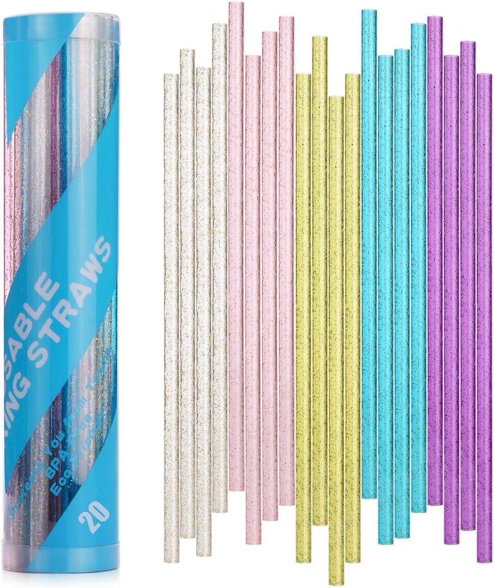 KORSMALL Reusable Plastic Drinking Straws Thick Plastic