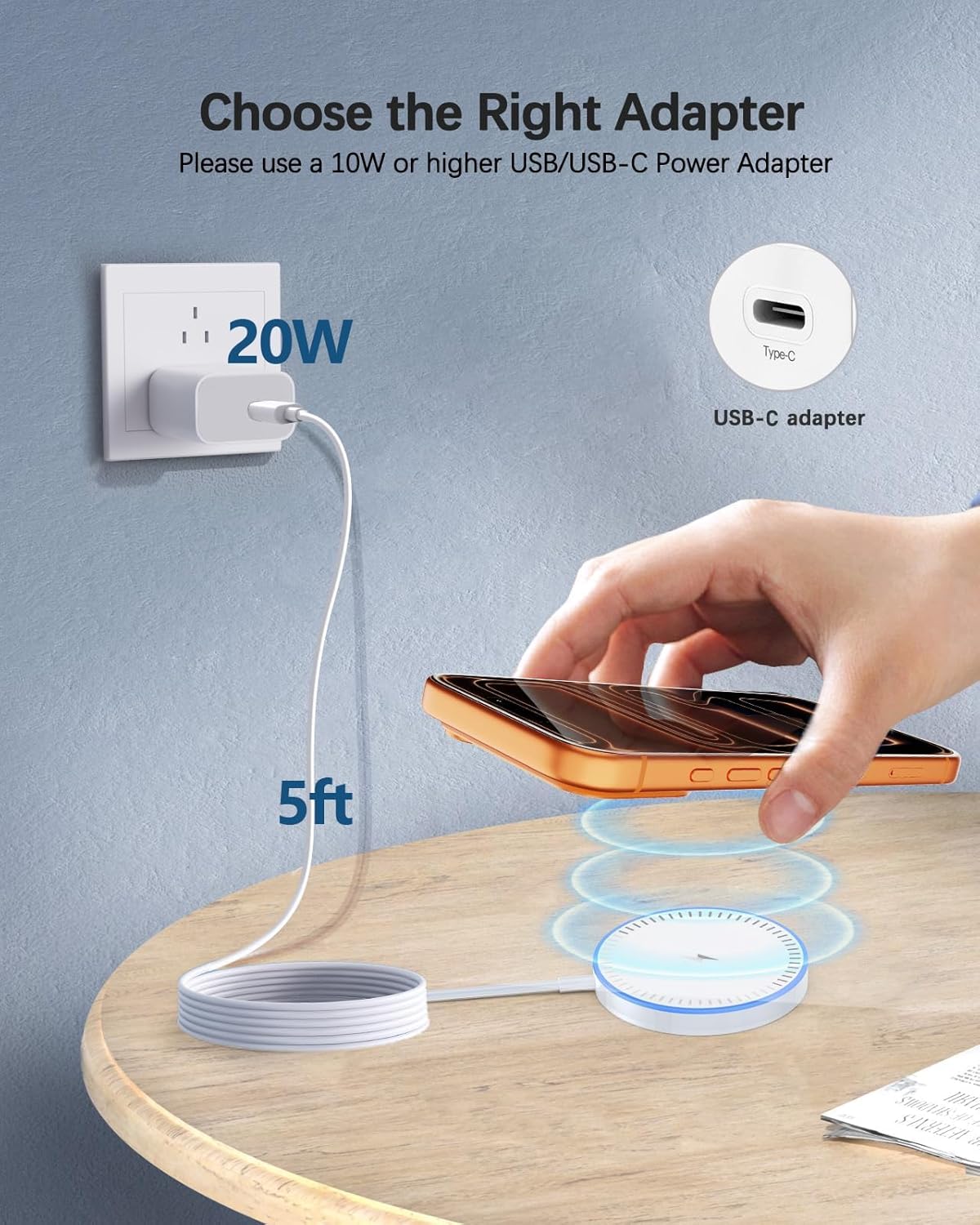 2-Pack Magnetic Wireless Charger, 15W Fast Charging Pad with 20W PD Plug Adapter, 5FT USB C Cable Included, Compatible with iPhone 17/16/15/14/13/12 Series, AirPods 3/2/Pro (2 Sets, White)
