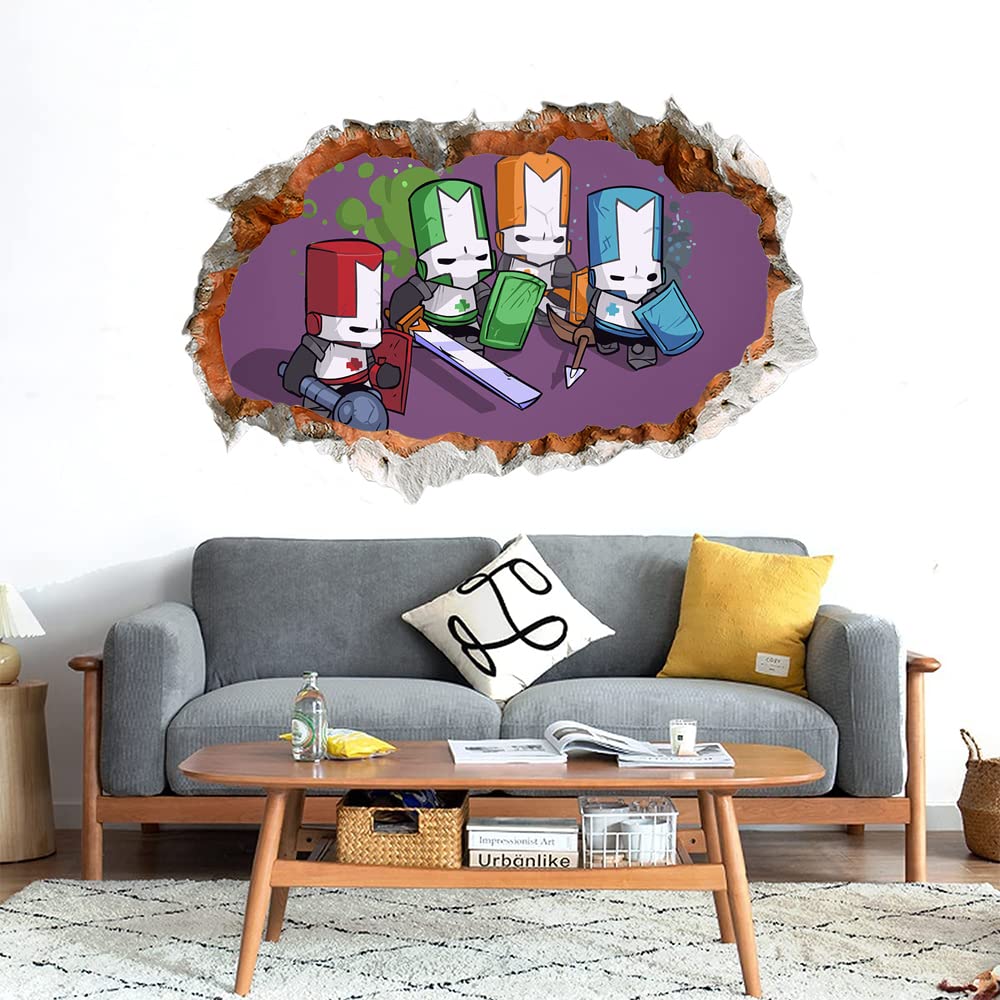 GADGETS WRAP Printed Wall Decal Sticker Broken Smashed Bricks Wall Style Decal (81cm x 55cm) - Castle Crashers