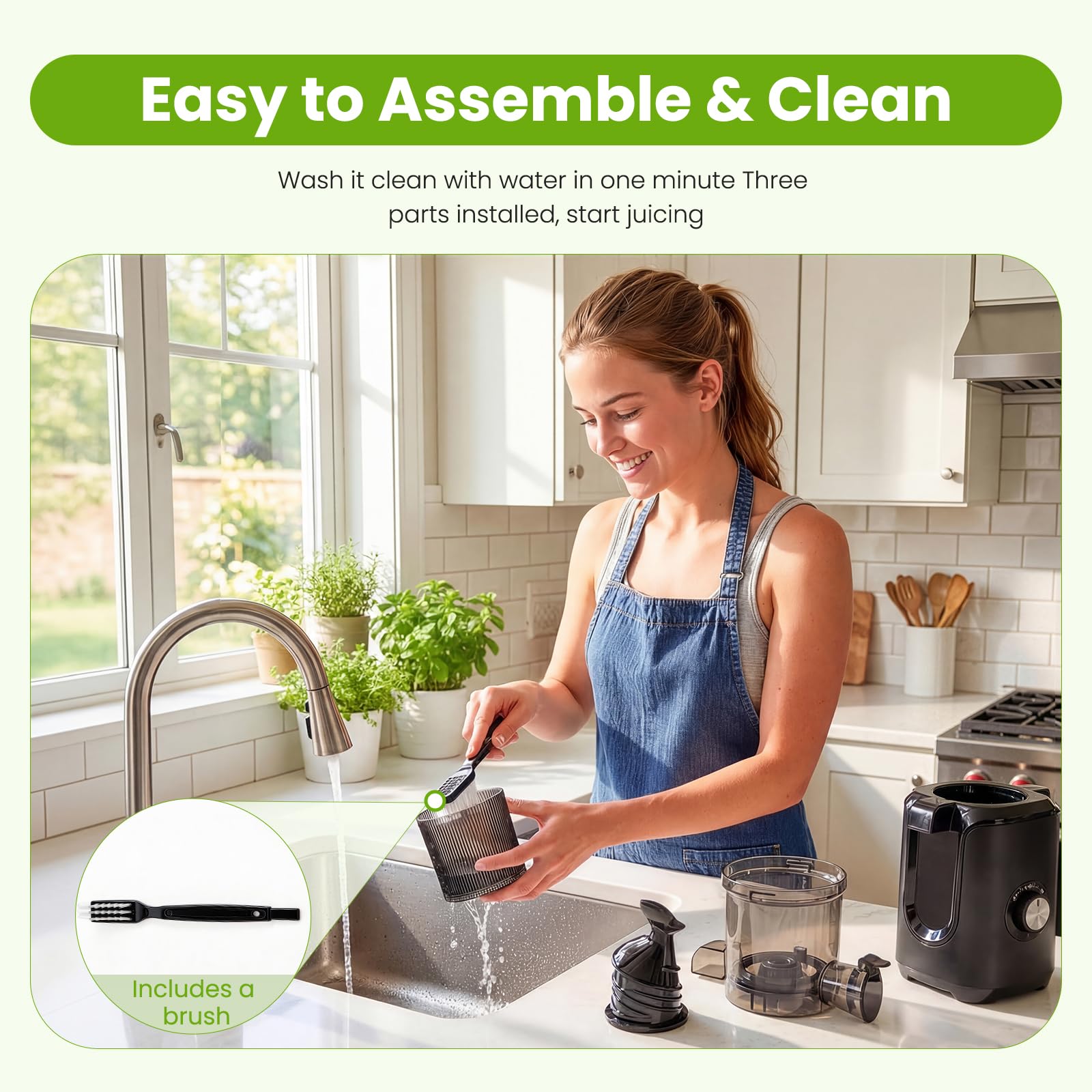 Slow Chew Juicer macchine, spremiagrumi a freddo con blocco di sicurezza e funzione inversa, 4.25" canale di alimentazione per frutta e verdura intera, alto