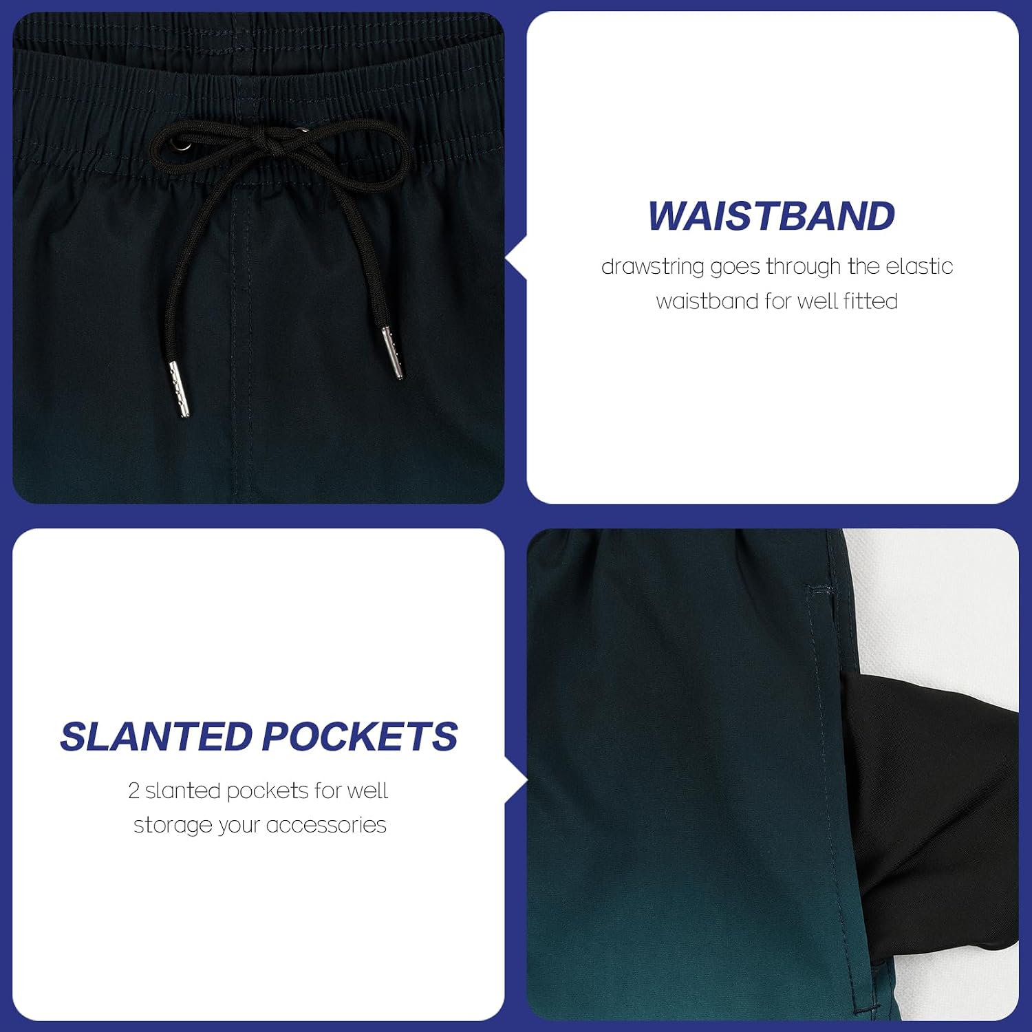 Mywu Mens Swim Trunks with Compression Liner 5 Inch Board Shorts Quick Dry Swimwear 2 in 1 Beach Shorts Bathing Suit