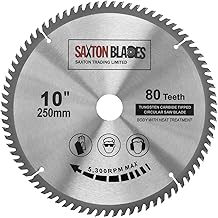 Saxton TCT Circular Wood Saw Blade 250mm x 30mm x 80T for Bosch, Makita etc - Fits 255mm Saws