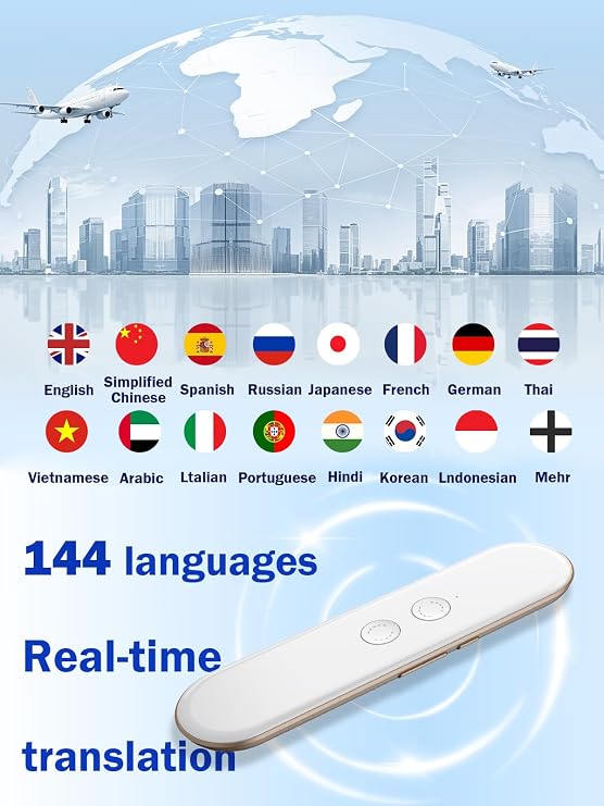 Wooask G9 Language Translator Device, Two Way Real Time Translation Support 144 Languages, 8 Languages Offline Translation Pen, Portable AI Translator for Business Learning Traveling