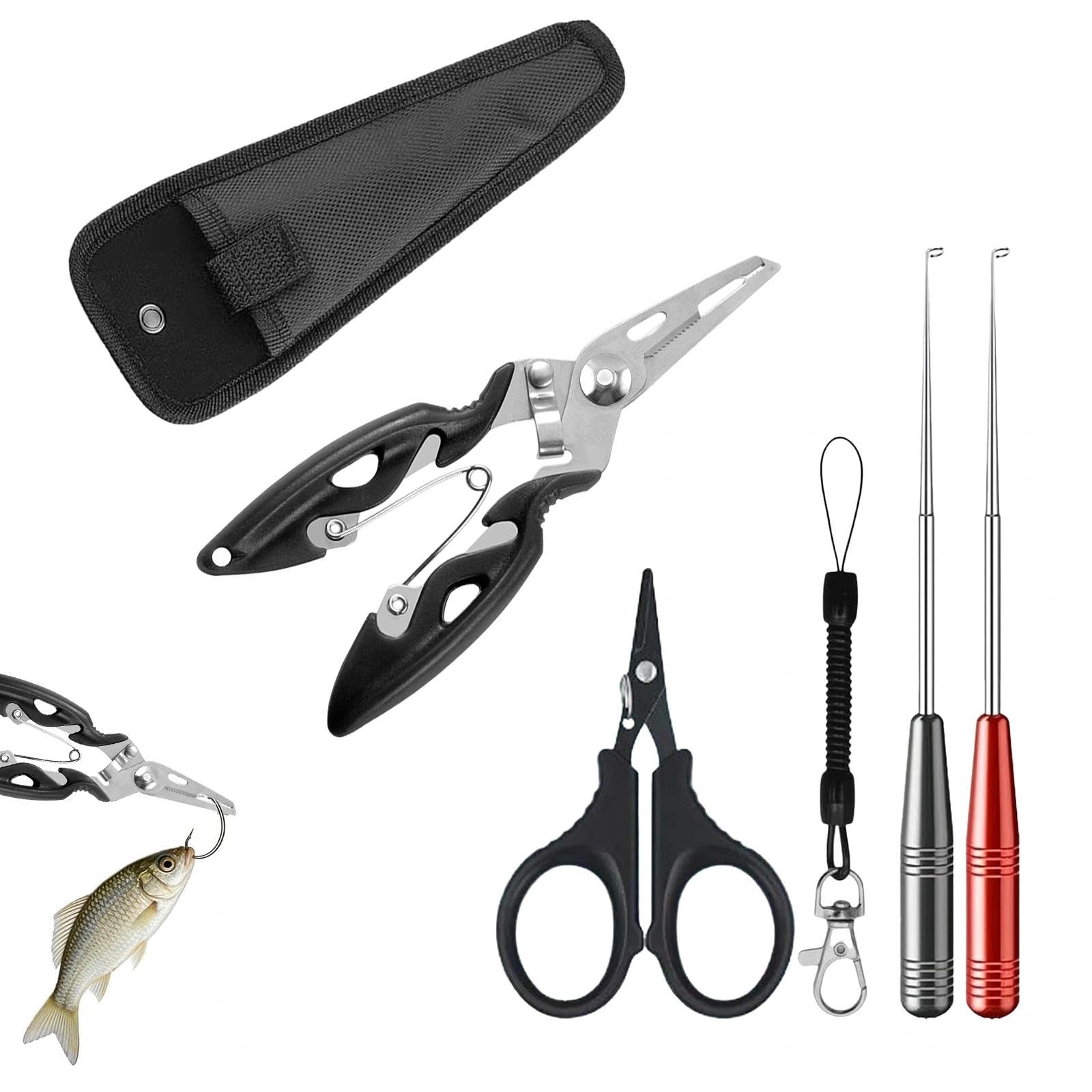 Lobaake 6 Piece Stainless Steel Fishing Accessories Set, Fishing Gifts for Men with Pliers for Everyday Use