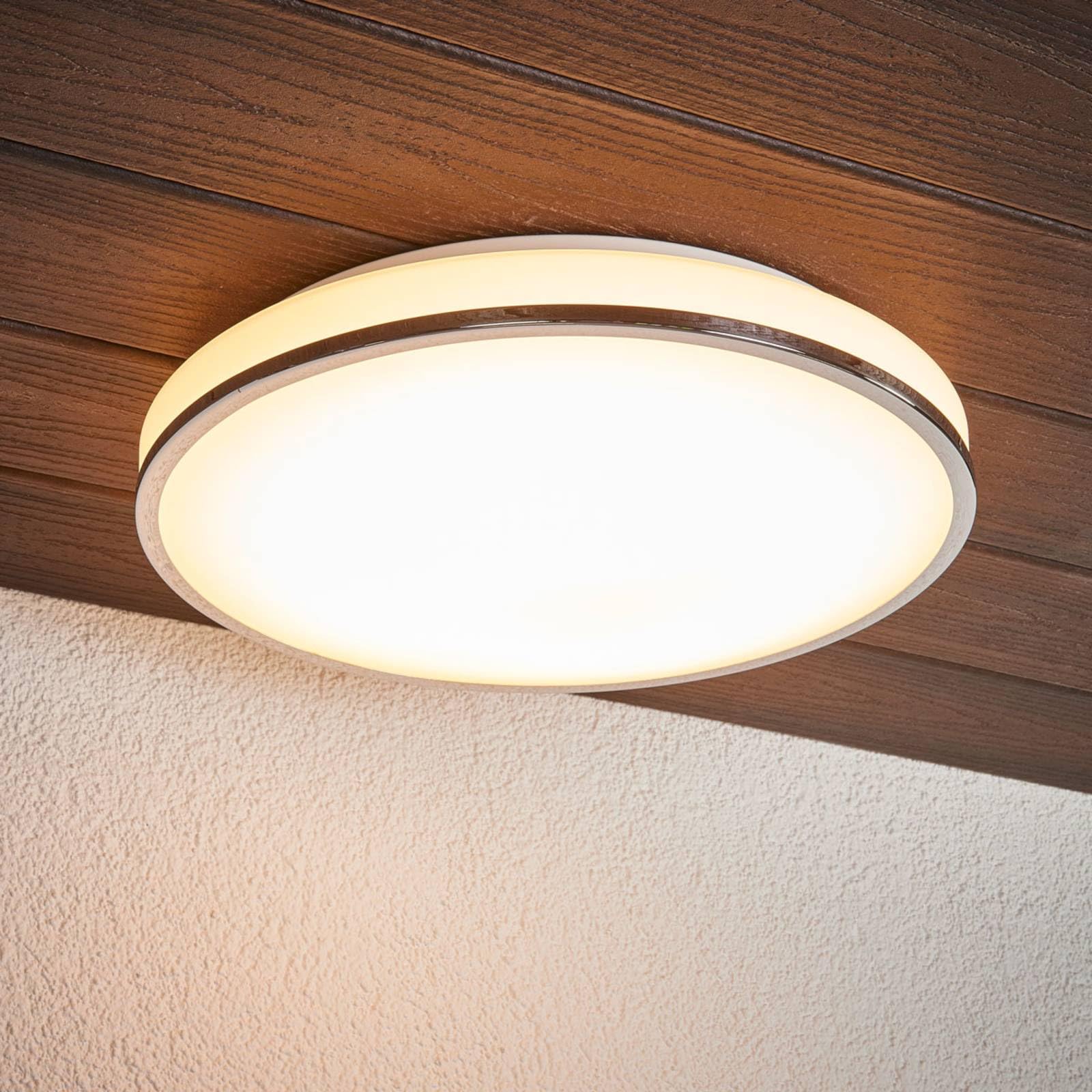 Lindby LED Ceiling Light 'Lyss' (Modern) In White Glass For Bathroom, Bulbs Included - Bathroom Ceiling Light, Lamp