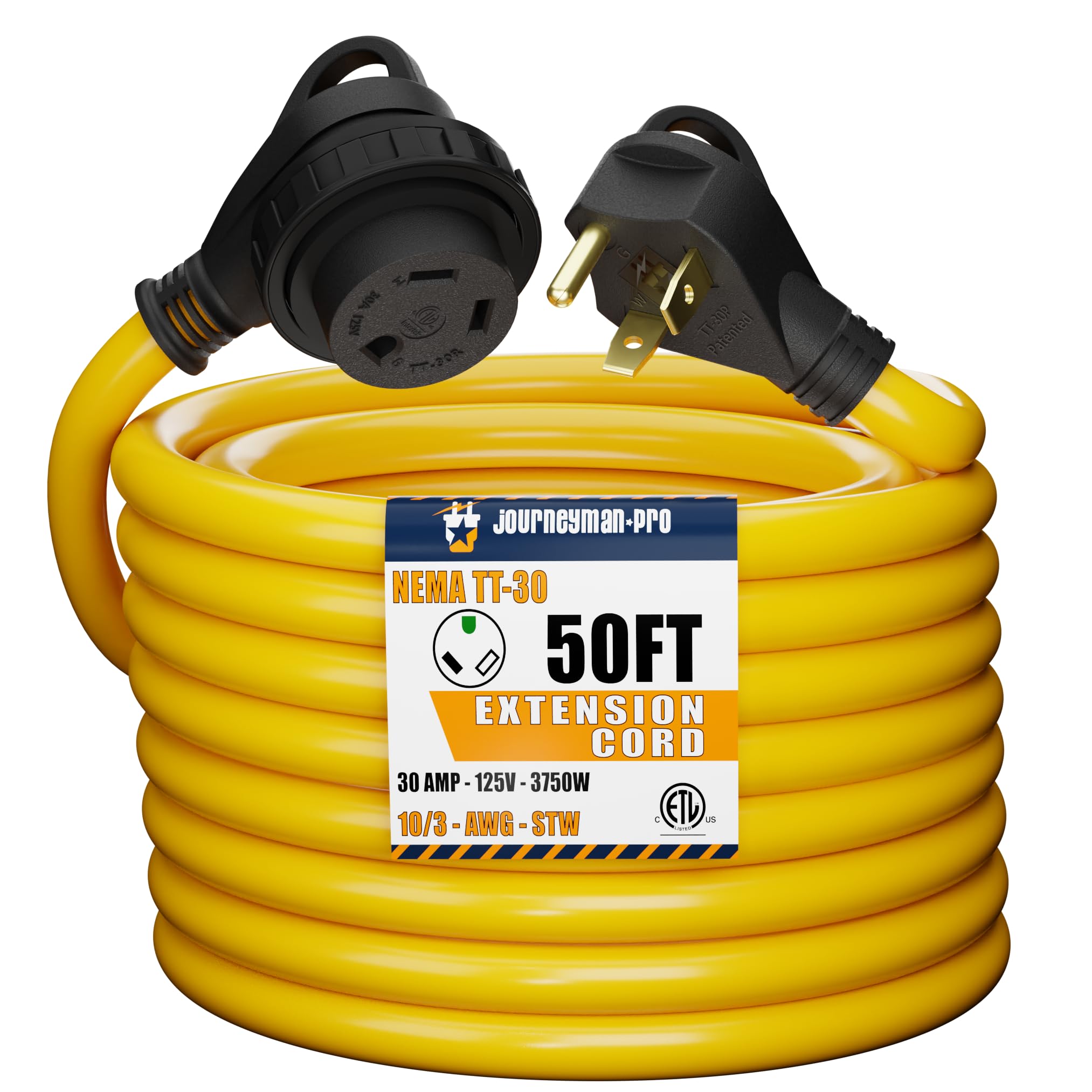 Journeyman-Pro 30A RV Power Extension Cord TT30 Locking Female