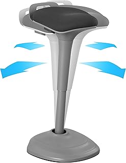 Living Essentials Wobble Stool Desk Chair Adjustable Standing Stool, Sitting Balance Chair, Comfortable and Breathable Seat by Grey