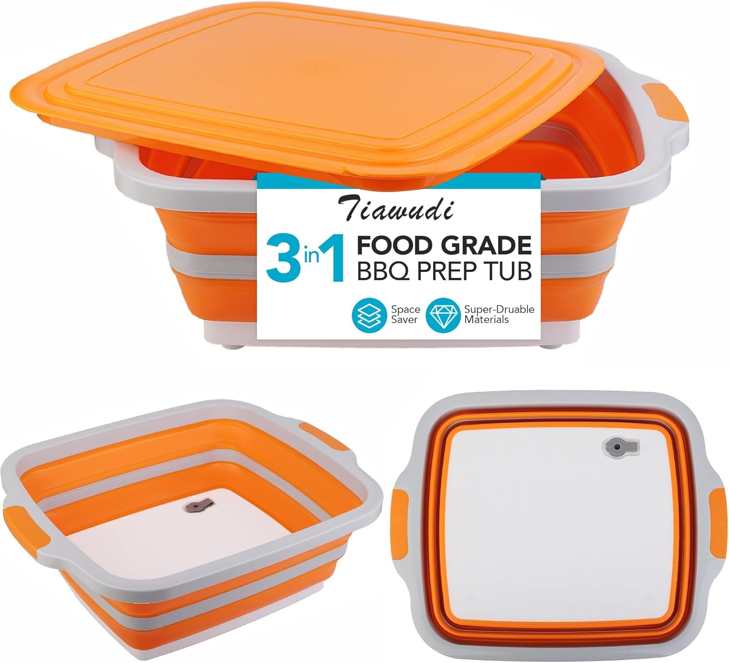 Collapsible Cutting Board with Container, Foldable Cping Sink with