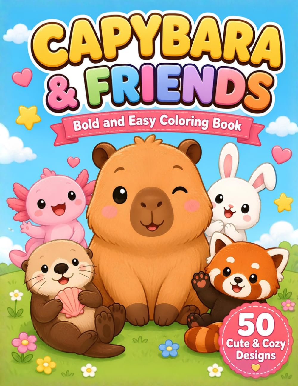 Capybara & Friends: Bold and Easy Coloring Book