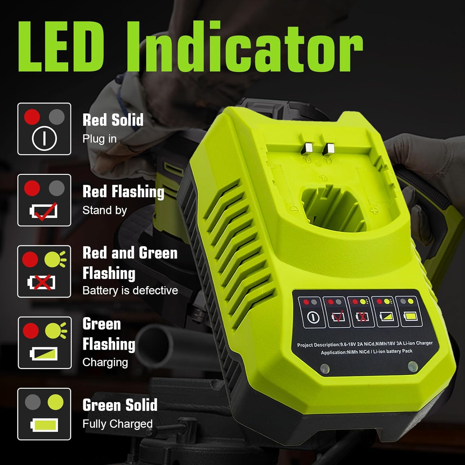 2 Packs 8000mAh P108 Battery Replacement for Ryobi 18V Battery Lithium ion P189 P190 P109 P107 P105 P104 P103 P102 P122 and P117 Charger Compatible with Ryobi 9.6V-18V Batteries - Image 7